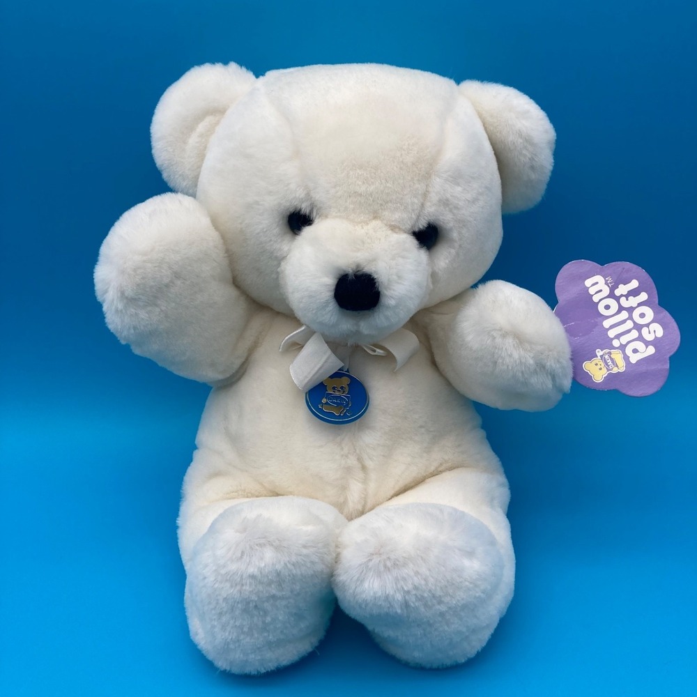 Vintage 1970-80s Dakin White Cuddles Bear Plush Pillow Soft With Tags 14"